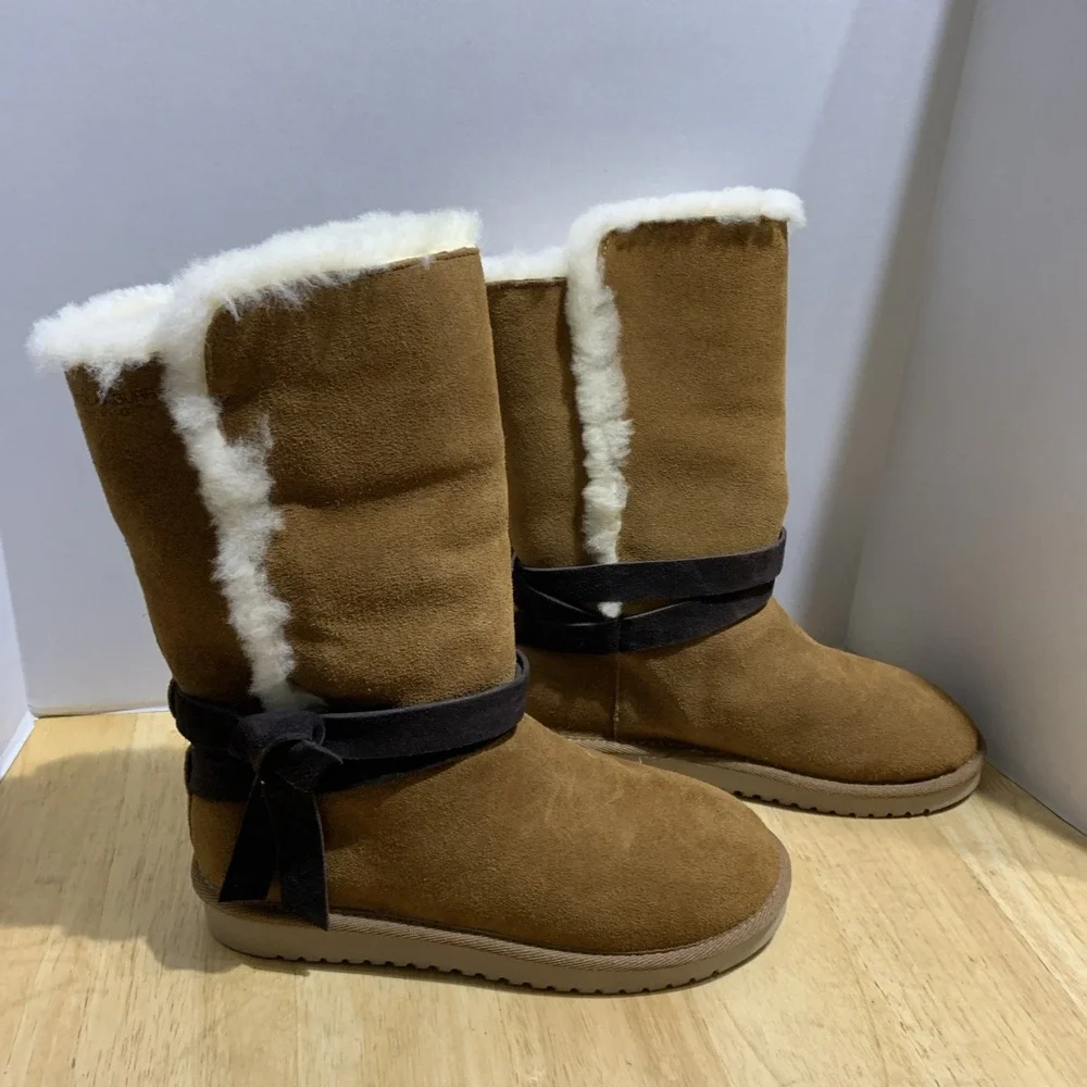 Koolaburra by Ugg Boots‎ Womens 8 Rozalia Brown Suede Lined Winter Pull On Shoes